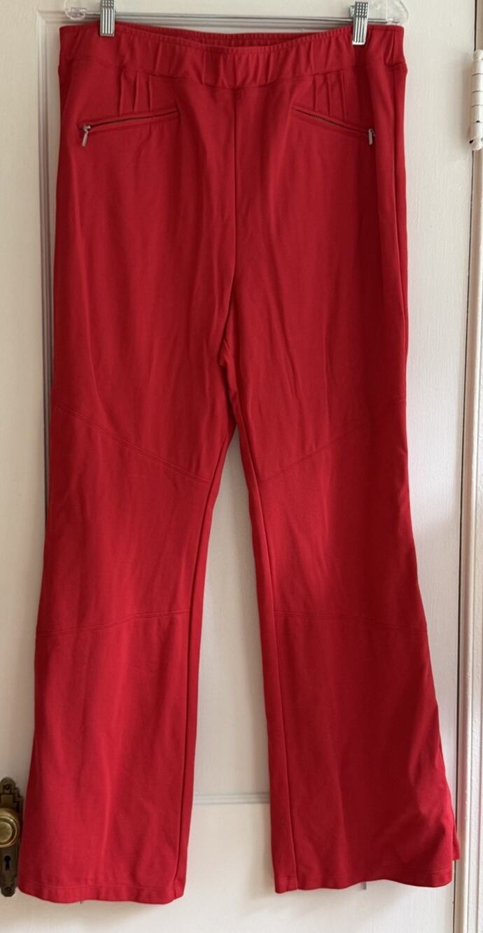Maeve Anthropologie Sabine Pants Womens XL Red Pull On Flare Ponte Zip Hem